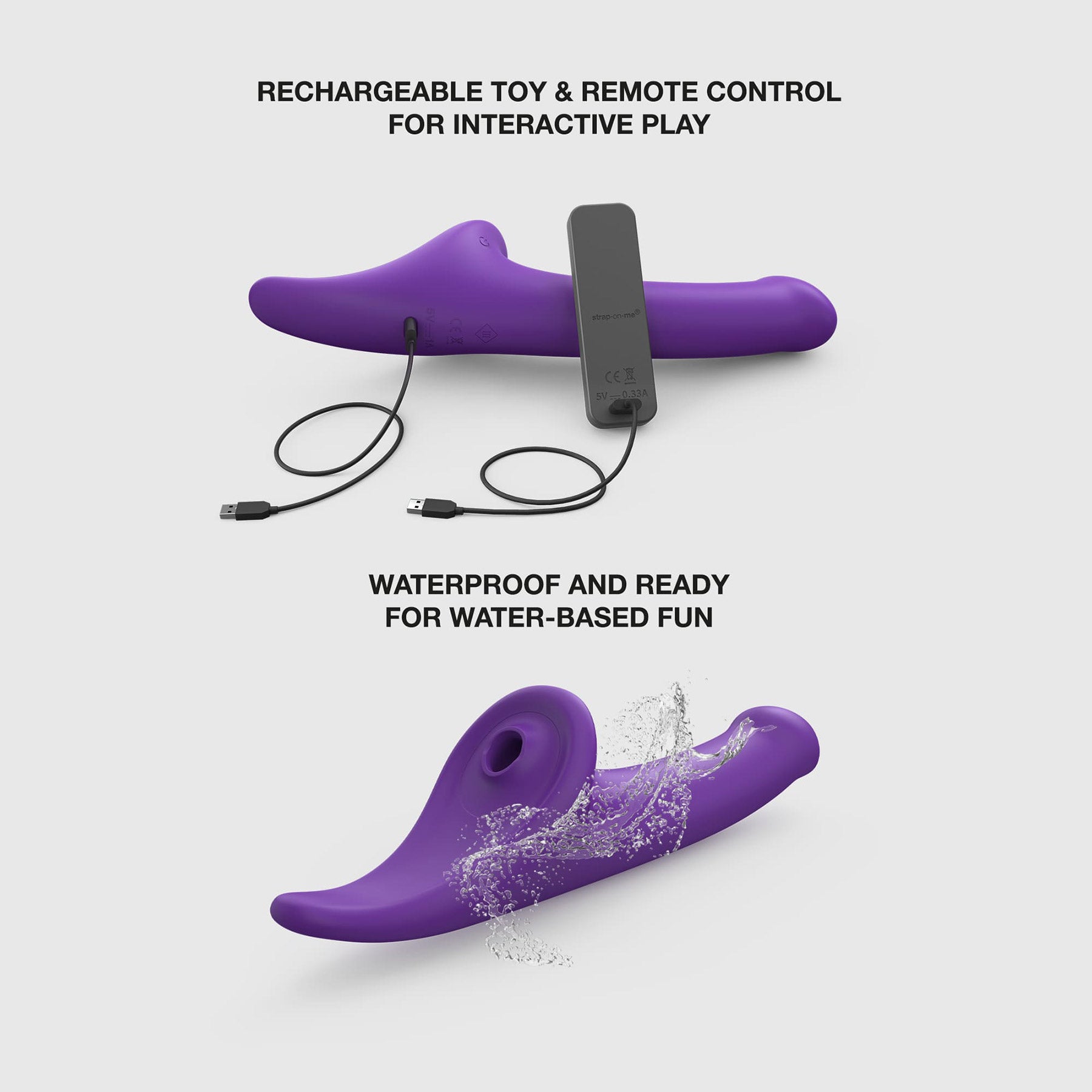 Strap-on-Me Multi Orgasm Triple Stimulation Realistic Strap-On Dildo - Purple