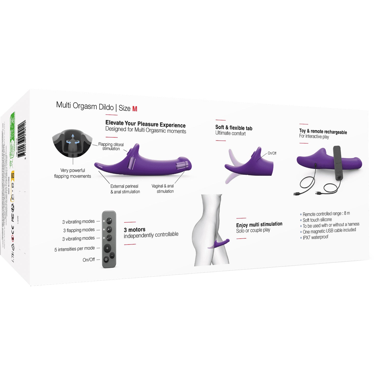 Strap-on-Me Multi Orgasm Triple Stimulation Realistic Strap-On Dildo - Purple
