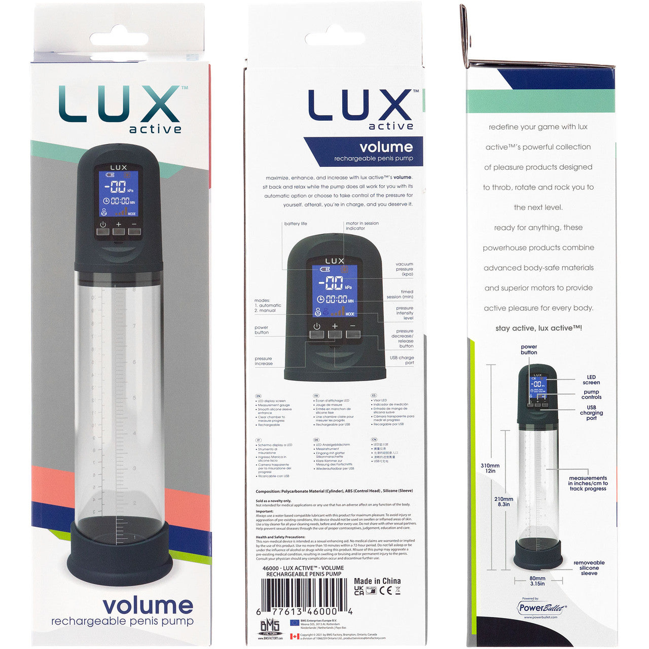 Lux Active Volume LCD Rechargeable Automatic Penis Pump