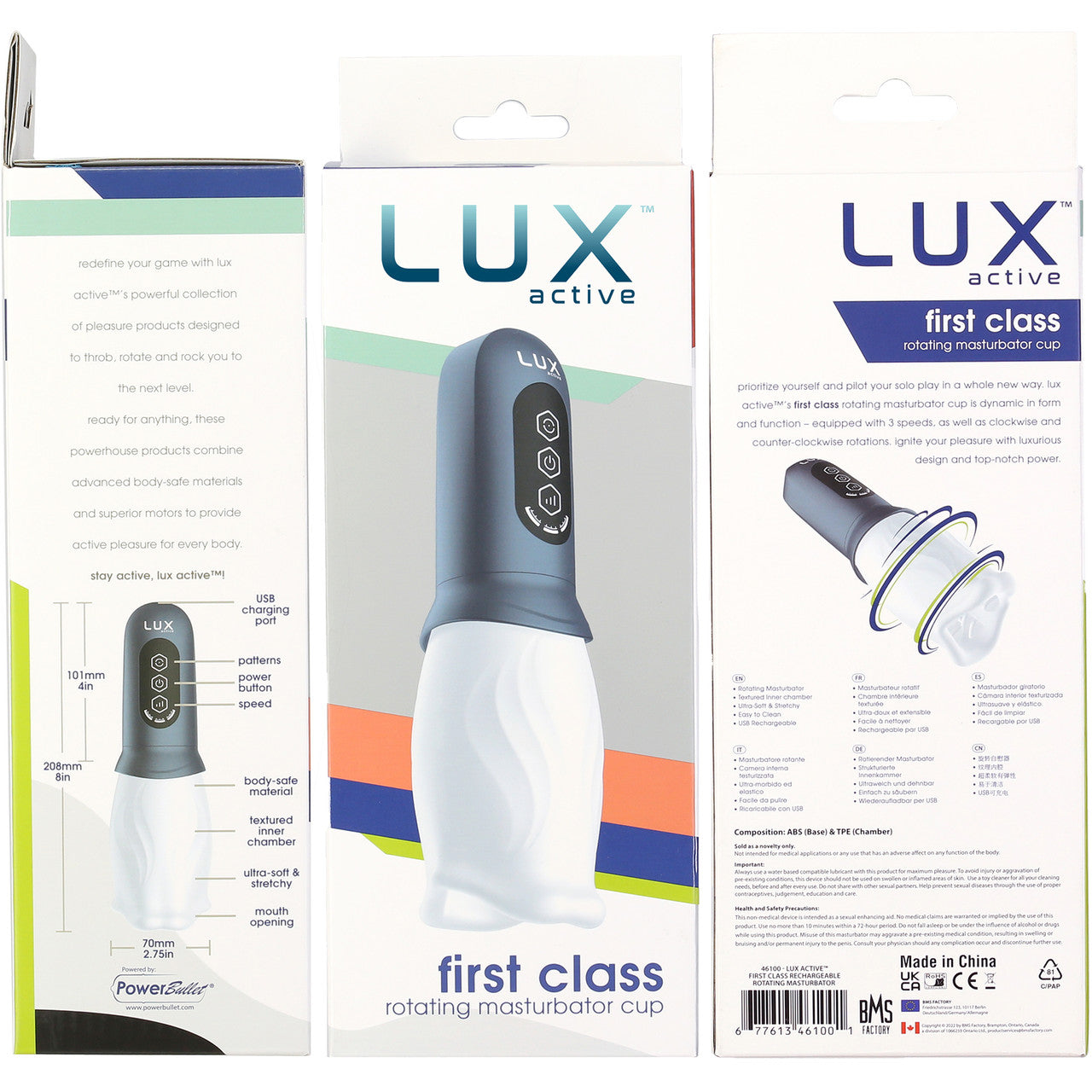 LUX Active First Class Rechargeable Rotating Penis Masturbator