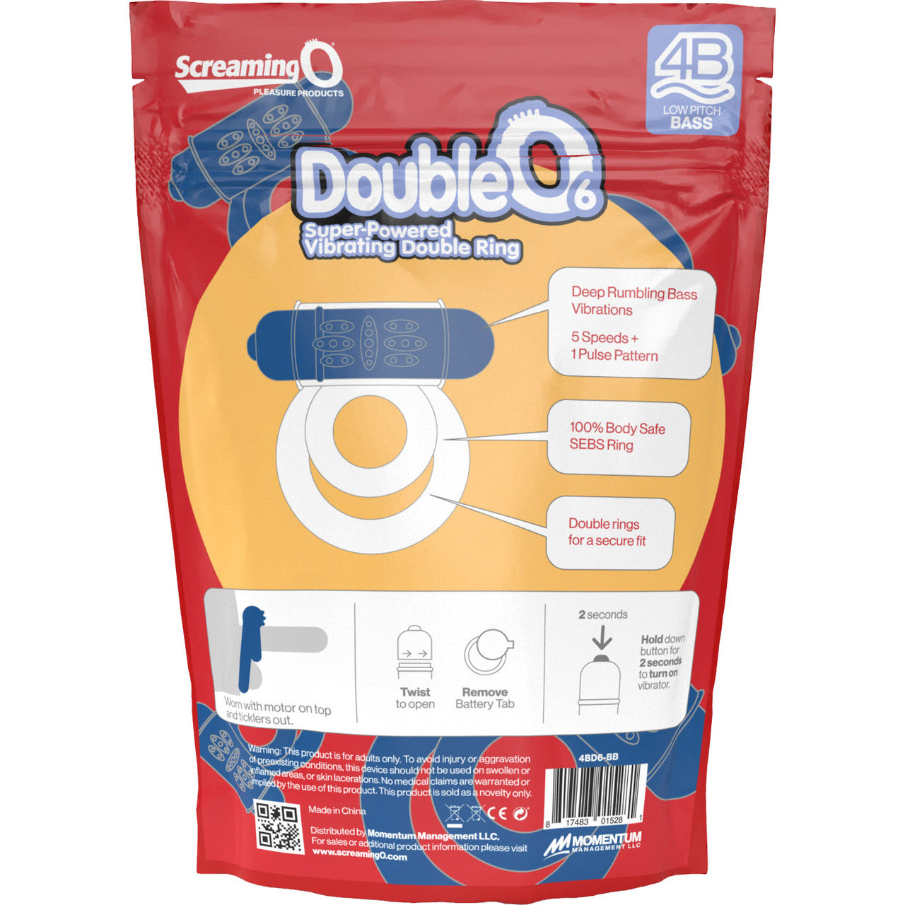 4B DoubleO 6 Super-Powered Vibrating Double Cock Ring By Screaming O - Blueberry