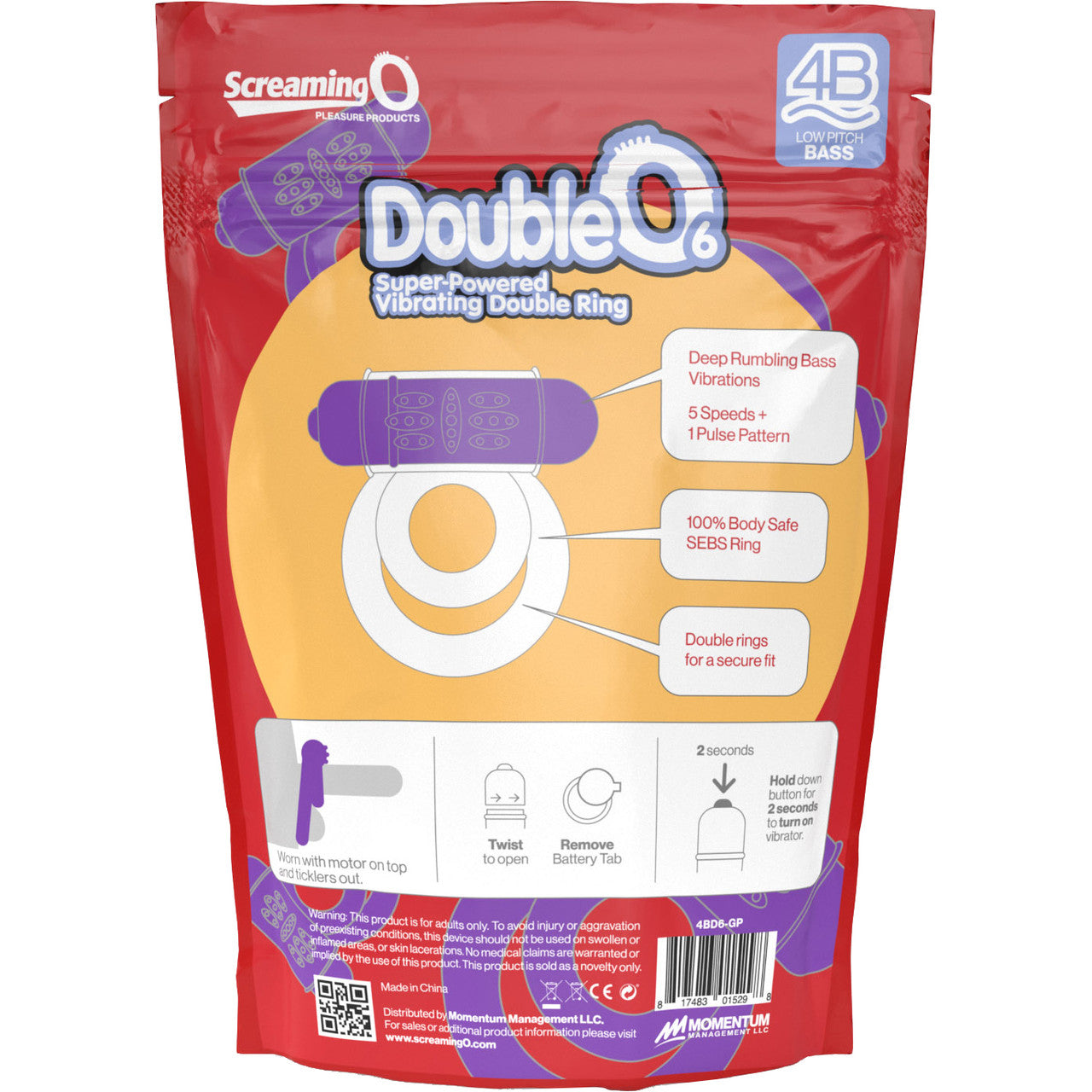 4B DoubleO 6 Super-Powered Vibrating Double Cock Ring By Screaming O - Grape