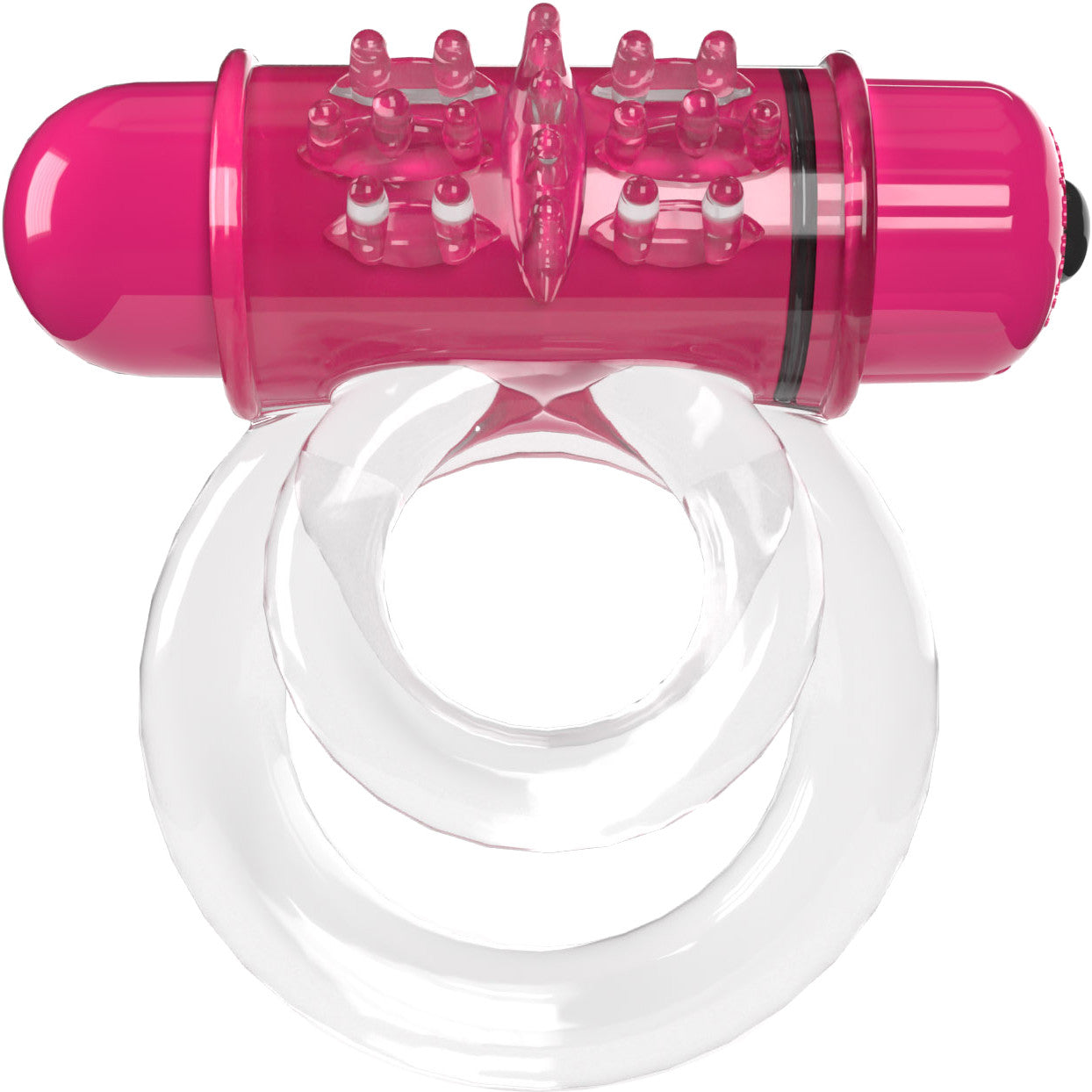 4B DoubleO 6 Super-Powered Vibrating Double Cock Ring By Screaming O - Strawberry