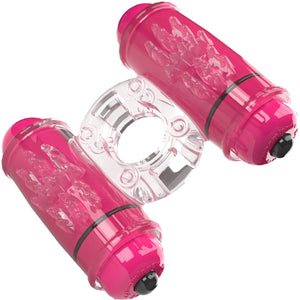 4B Double Wammy Dual Motor Vibrating Cock Ring By Screaming O - Strawberry