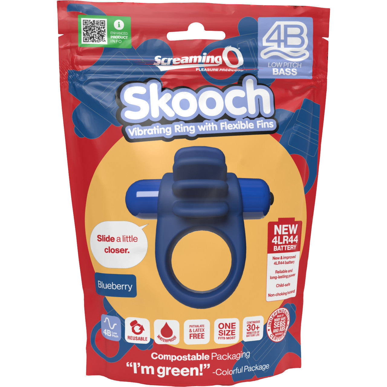4B Skooch Vibrating Silicone Cock Ring By Screaming O - Blueberry 4B Skooch Vibrating Silicone Cock Ring By Screaming O - Blueberry