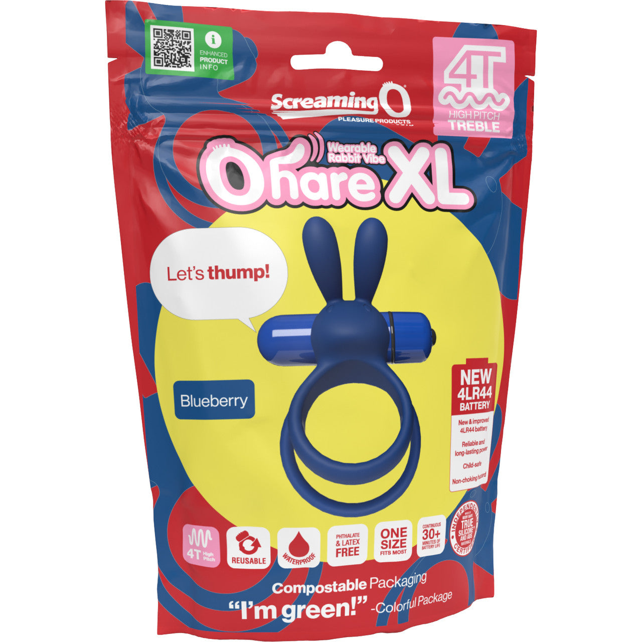 4T Ohare XL Vibrating Silicone Cock Ring By Screaming O - Blueberry