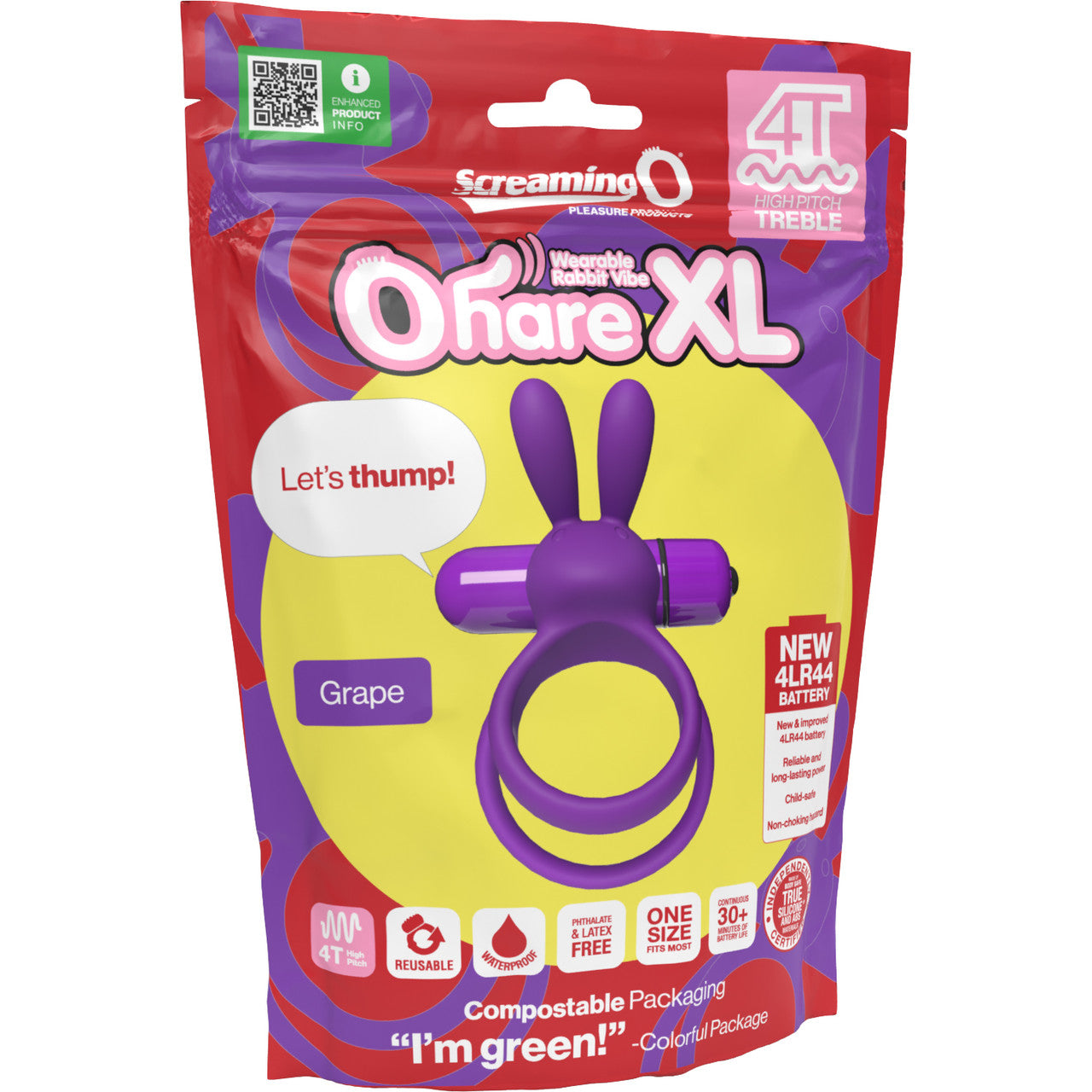 4T Ohare XL Vibrating Silicone Cock Ring By Screaming O - Grape