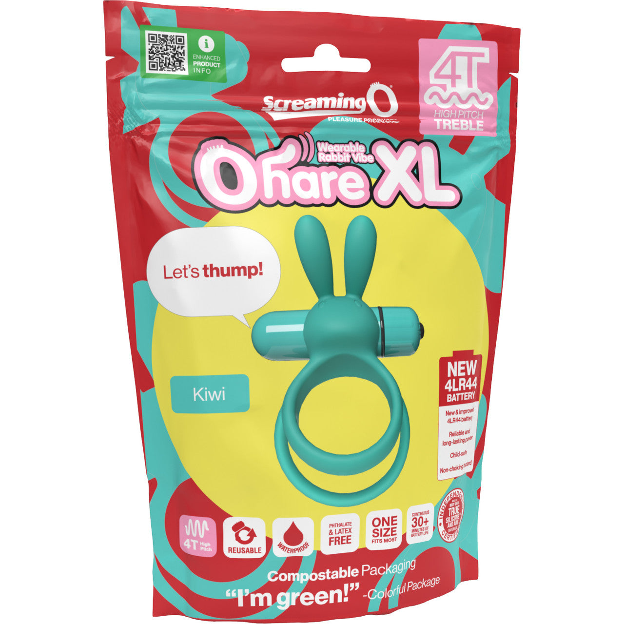 4T Ohare XL Vibrating Silicone Cock Ring By Screaming O - Kiwi