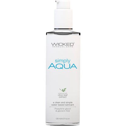 Simply Aqua Water Based Personal Lubricant With Olive Leaf Extract By Wicked Sensual Care 4 fl oz