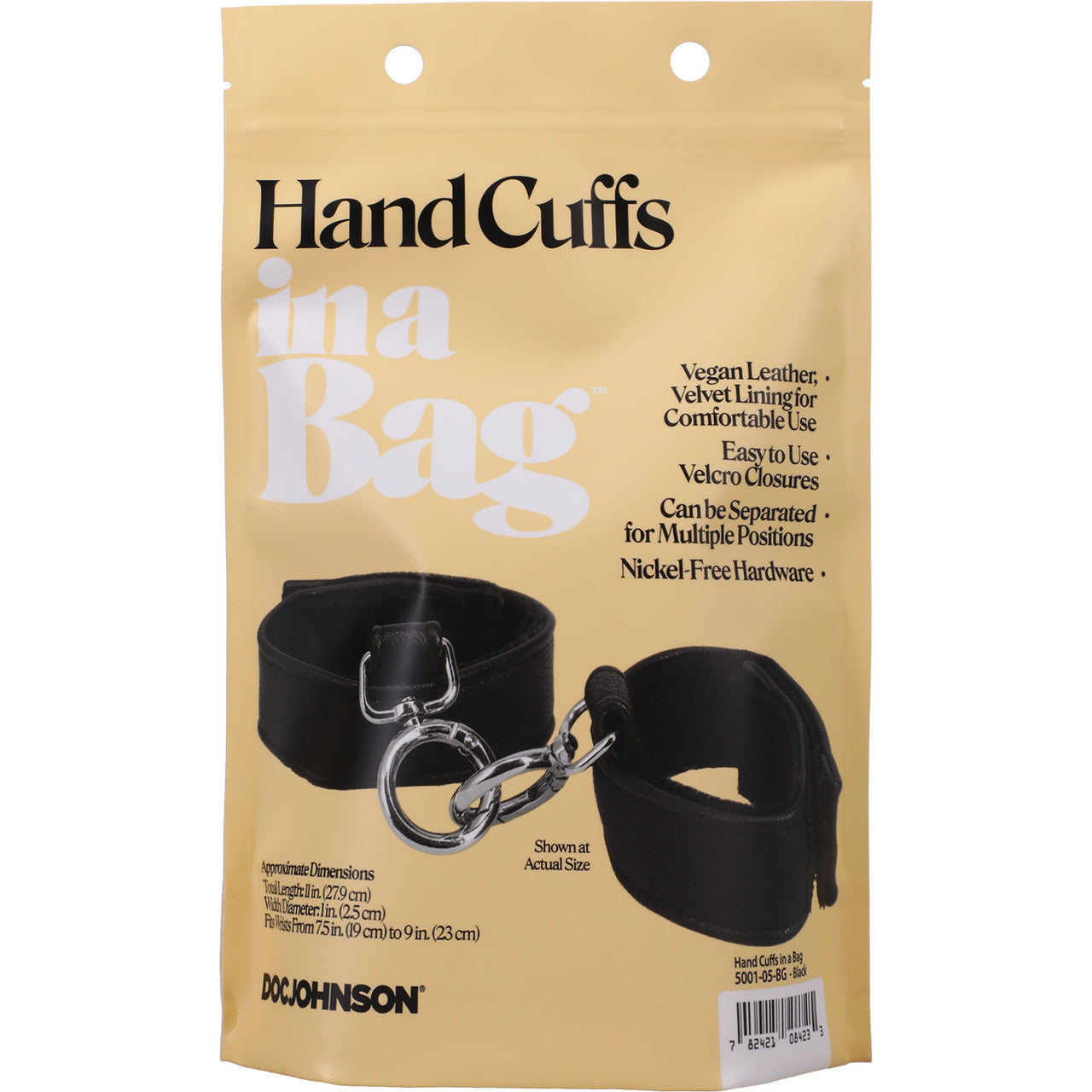 In A Bag Vegan Leather Handcuffs By Doc Johnson