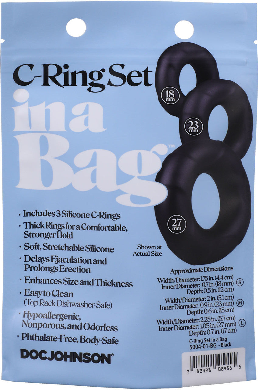 In A Bag Silicone 3 Piece C-Ring Set By Doc Johnson