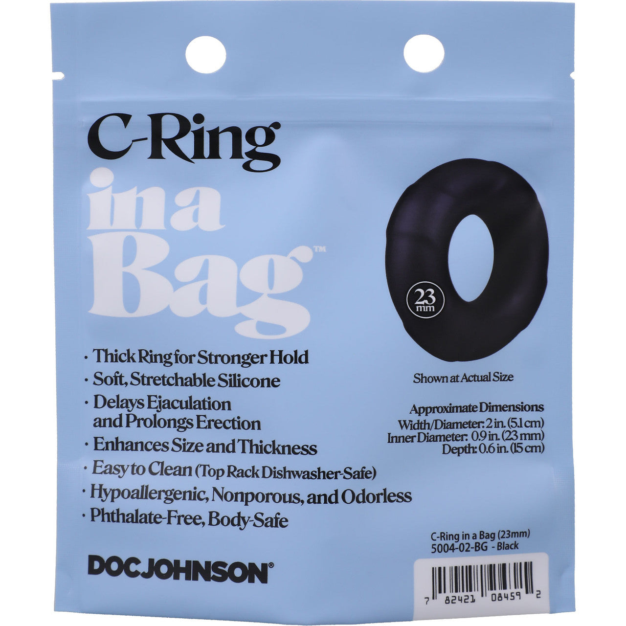 In A Bag Black Silicone C-Ring By Doc Johnson