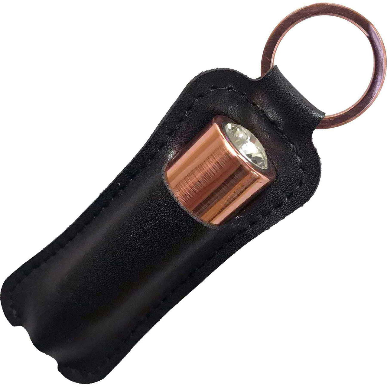 PowerBullet First Class Mini Bullet Vibrator With Crystal Button & Key Chain Pouch - Rose Gold