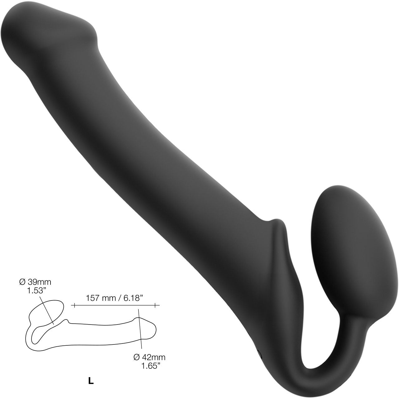 Strap-on-Me Silicone Vibrating Remote Control Strapless Strap-On - Large Black