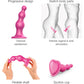 Strap-on-Me Hybrid Collection Beads Silicone Suction Cup Dildo - XXL Metallic Raspberry Pink