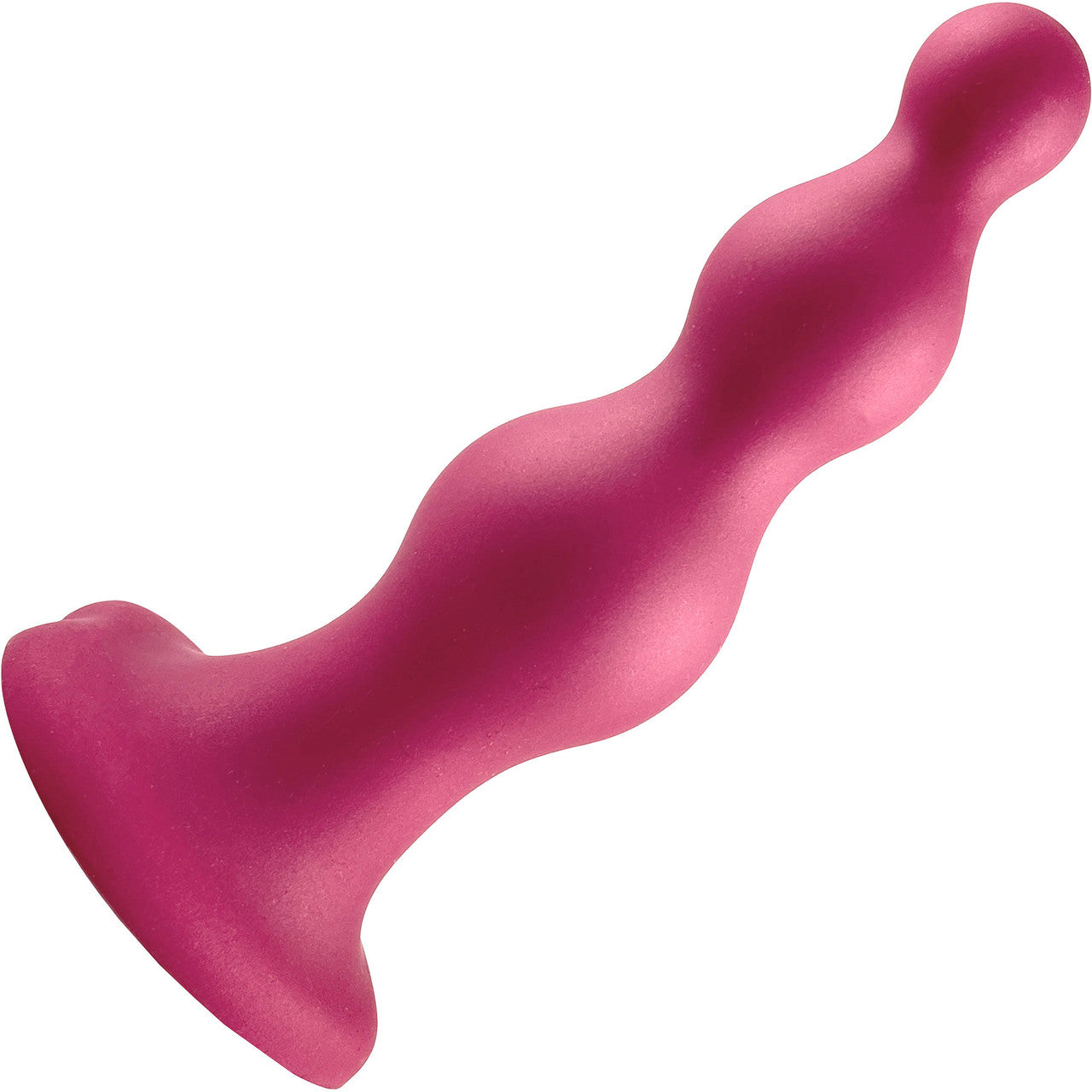 Strap-on-Me Hybrid Collection Beads Silicone Suction Cup Dildo - L Metallic Raspberry Pink