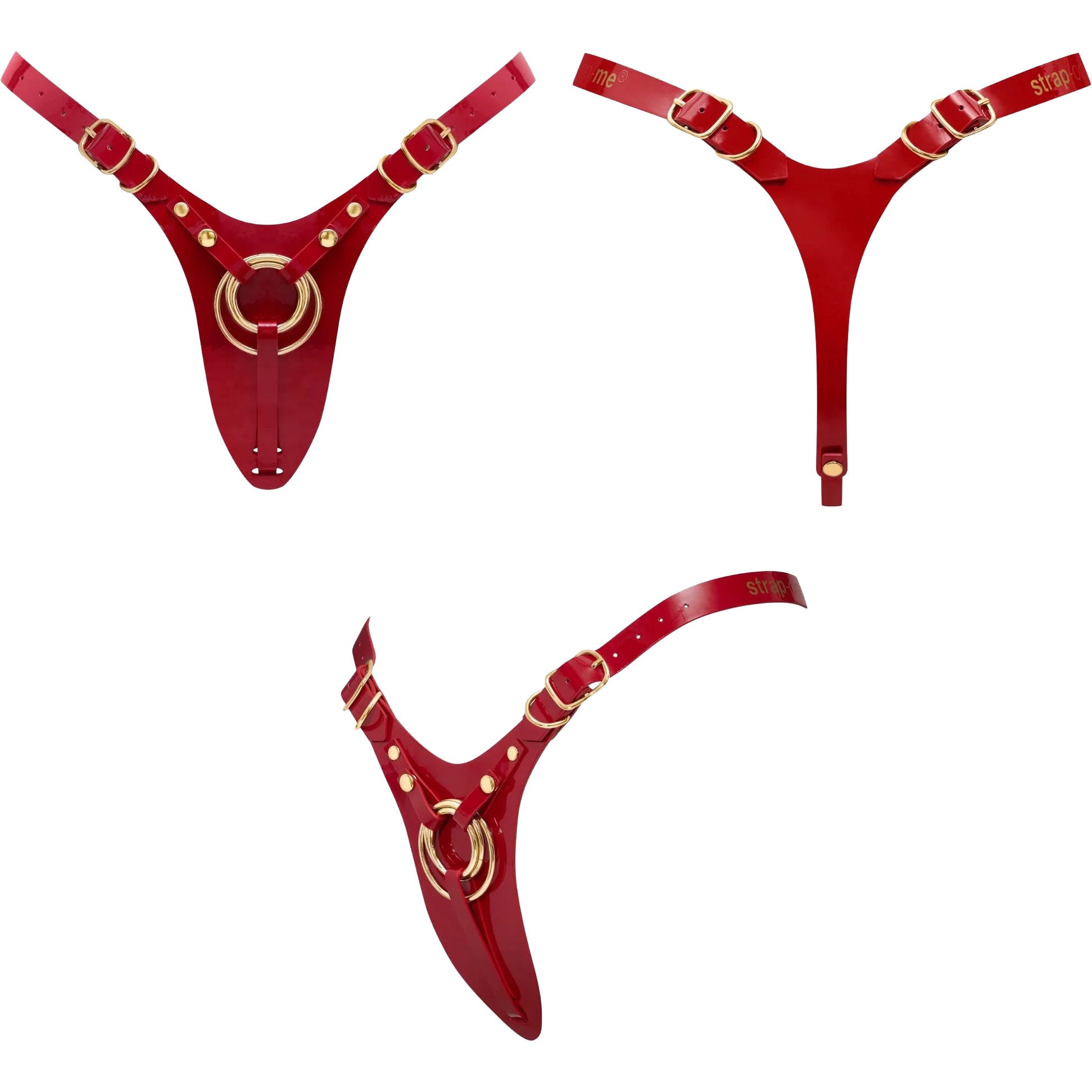 Strap-on-Me Fabulous Faux Leather Harness - Red