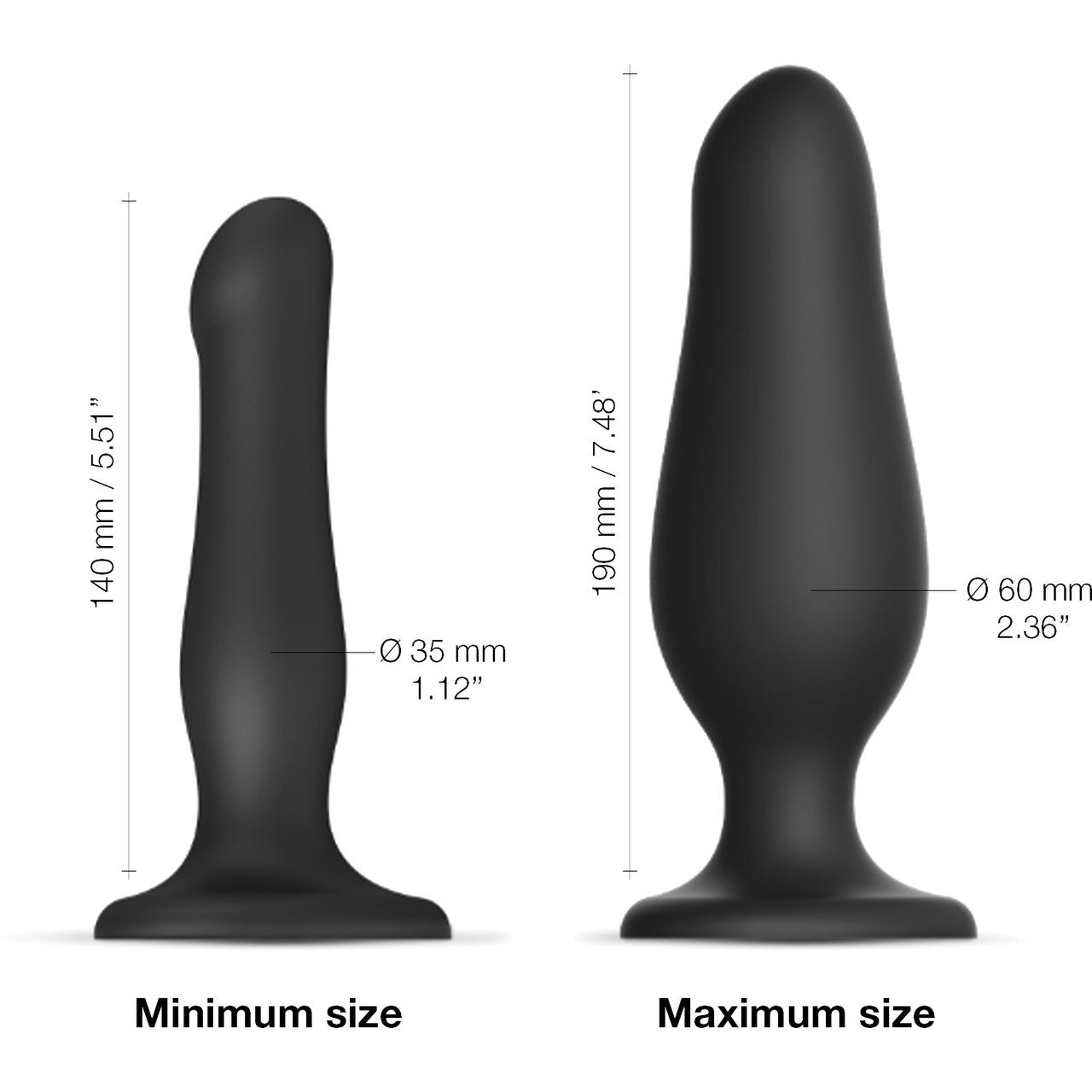 Strap-on-Me Inflatable Silicone Suction Cup Dildo Plug - Black