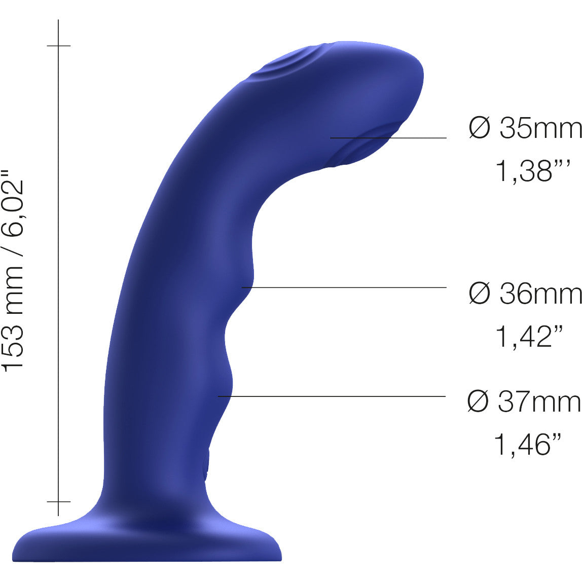 Strap-on-Me Tapping Dildo Wave Rechargeable Waterproof Silicone Vibrating Suction Cup Dildo - Night Blue