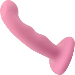 Strap-on-Me Tapping Dildo Wave Rechargeable Waterproof Silicone Vibrating Suction Cup Dildo - Coral Pink