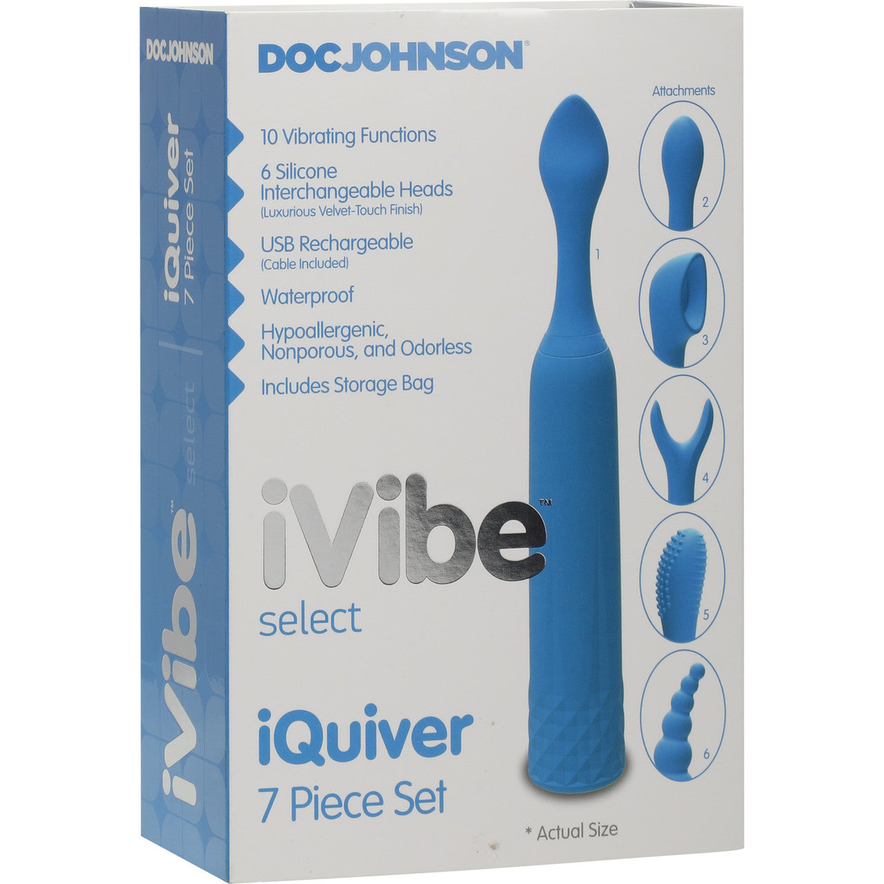 iVibe Select iQuiver Silicone Rechargeable 7 Piece Clitoral Vibrator Set By Doc Johnson - Periwinkle