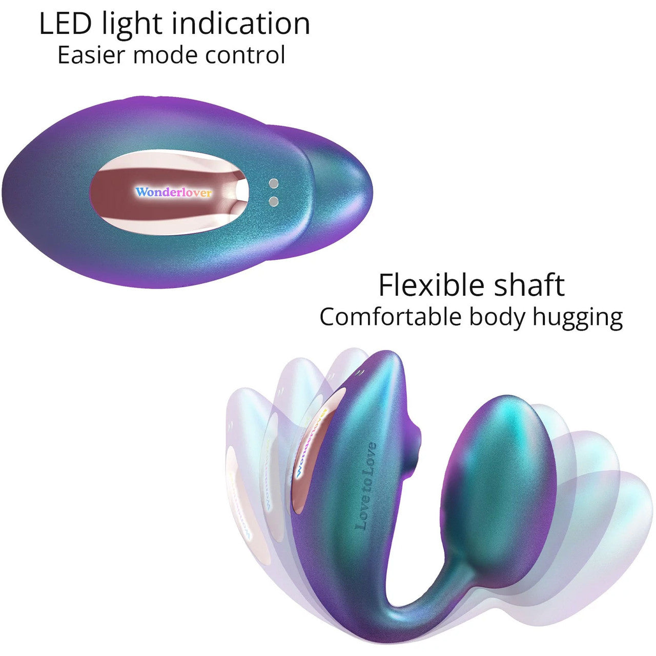 Wonderlover Air Pulse Clitoral Stimulator & Vibrating G-Spot Egg By Love To Love - Iridescent Turquoise