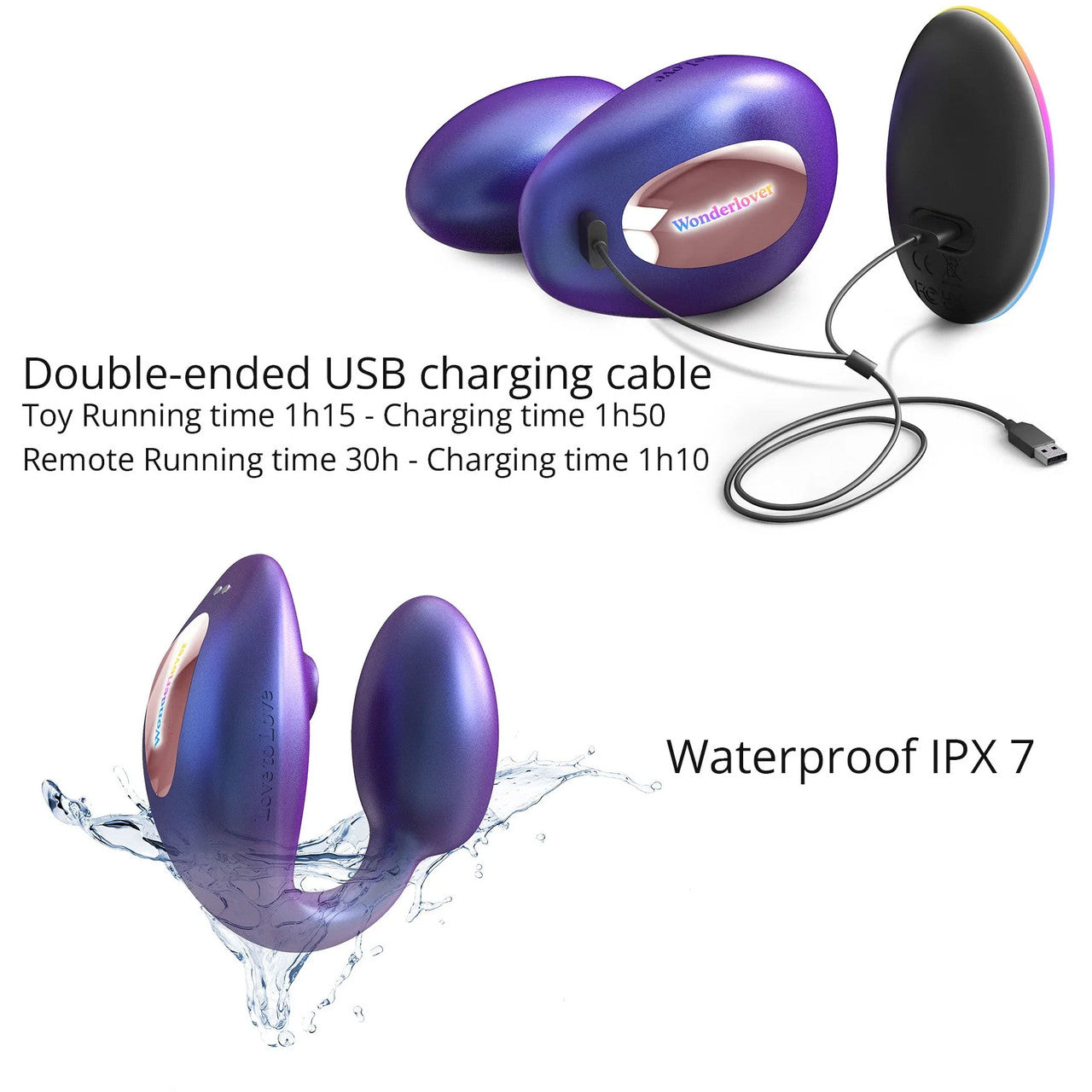 Wonderlover Air Pulse Clitoral Stimulator & Vibrating G-Spot Egg By Love To Love - Iridescent Night