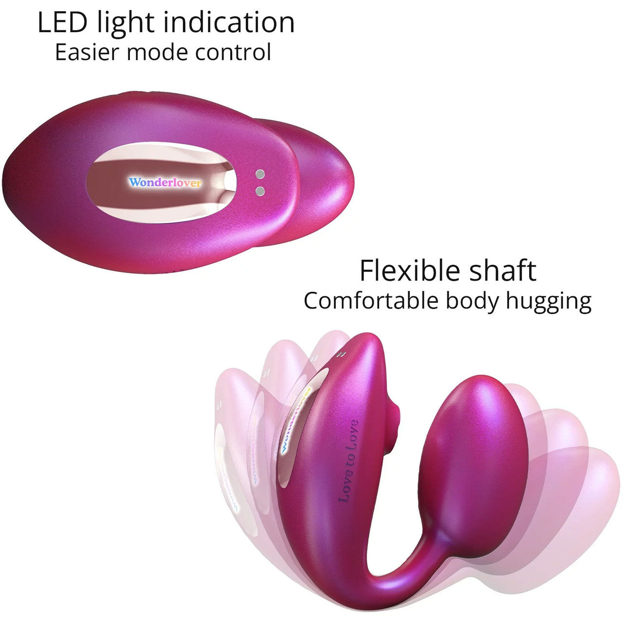 Wonderlover Air Pulse Clitoral Stimulator & Vibrating G-Spot Egg By Love To Love - Iridescent Berry