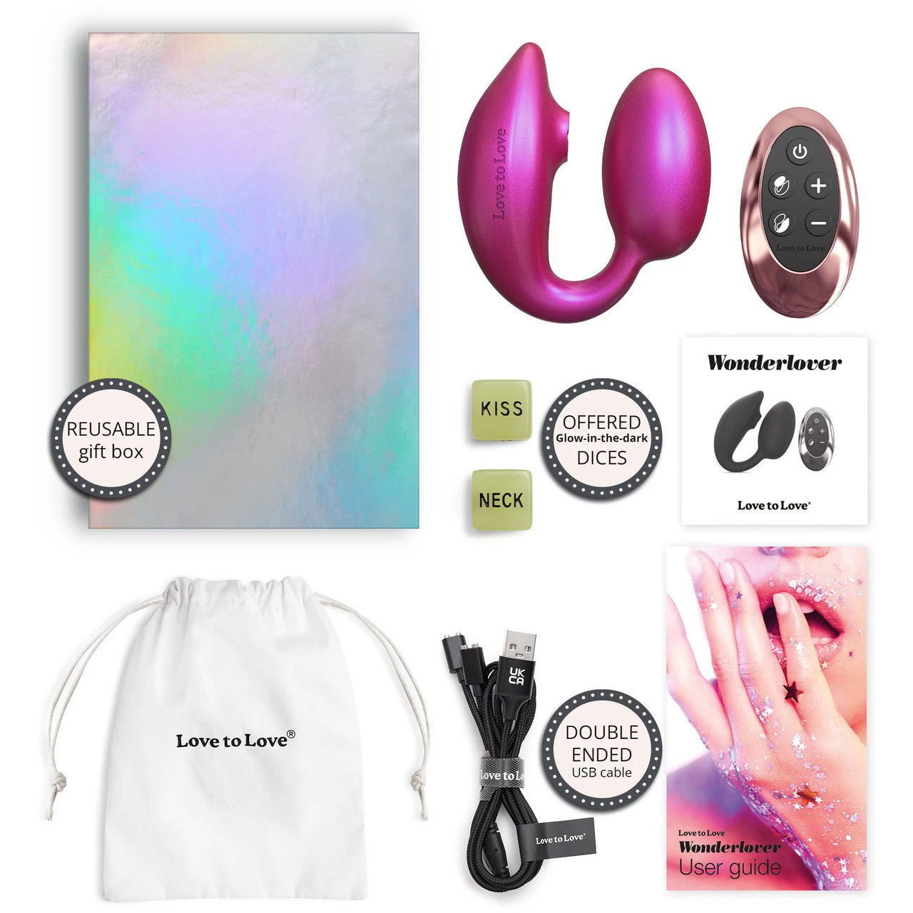 Wonderlover Air Pulse Clitoral Stimulator & Vibrating G-Spot Egg By Love To Love - Iridescent Berry