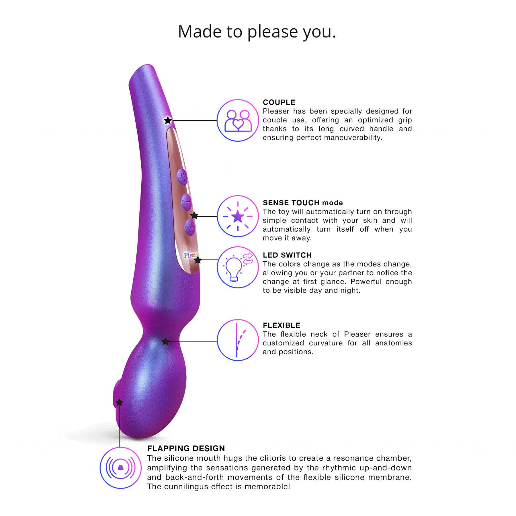 Pleaser Rechargeable Silicone Clitoral Flapping Stimulator With Remote By Love To Love - Iridescent Night