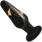 Secret Kisses Handblown Glass Anal Plug 4" Slim - Black & Gold