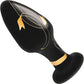 Secret Kisses Handblown Glass Anal Plug 4" - Black & Gold