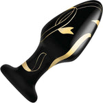 Secret Kisses Handblown Glass Anal Plug 4" - Black & Gold