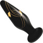 Secret Kisses Handblown Glass Anal Plug 4.5" Slim - Black & Gold