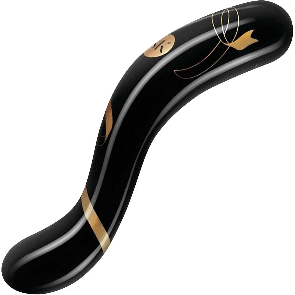 Secret Kisses Handblown Double Ended Glass Dildo 7" - Black & Gold