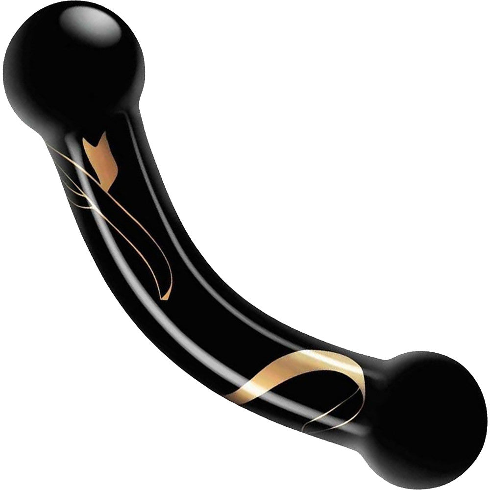 Secret Kisses Handblown Double Ended Glass Dildo 5.5" - Black & Gold