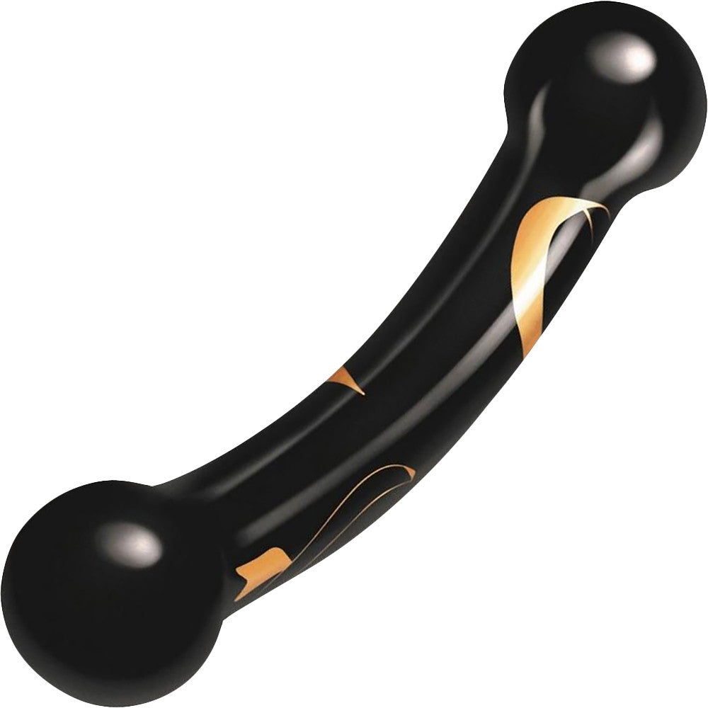 Secret Kisses Handblown Double Ended Glass Dildo 5.5" - Black & Gold