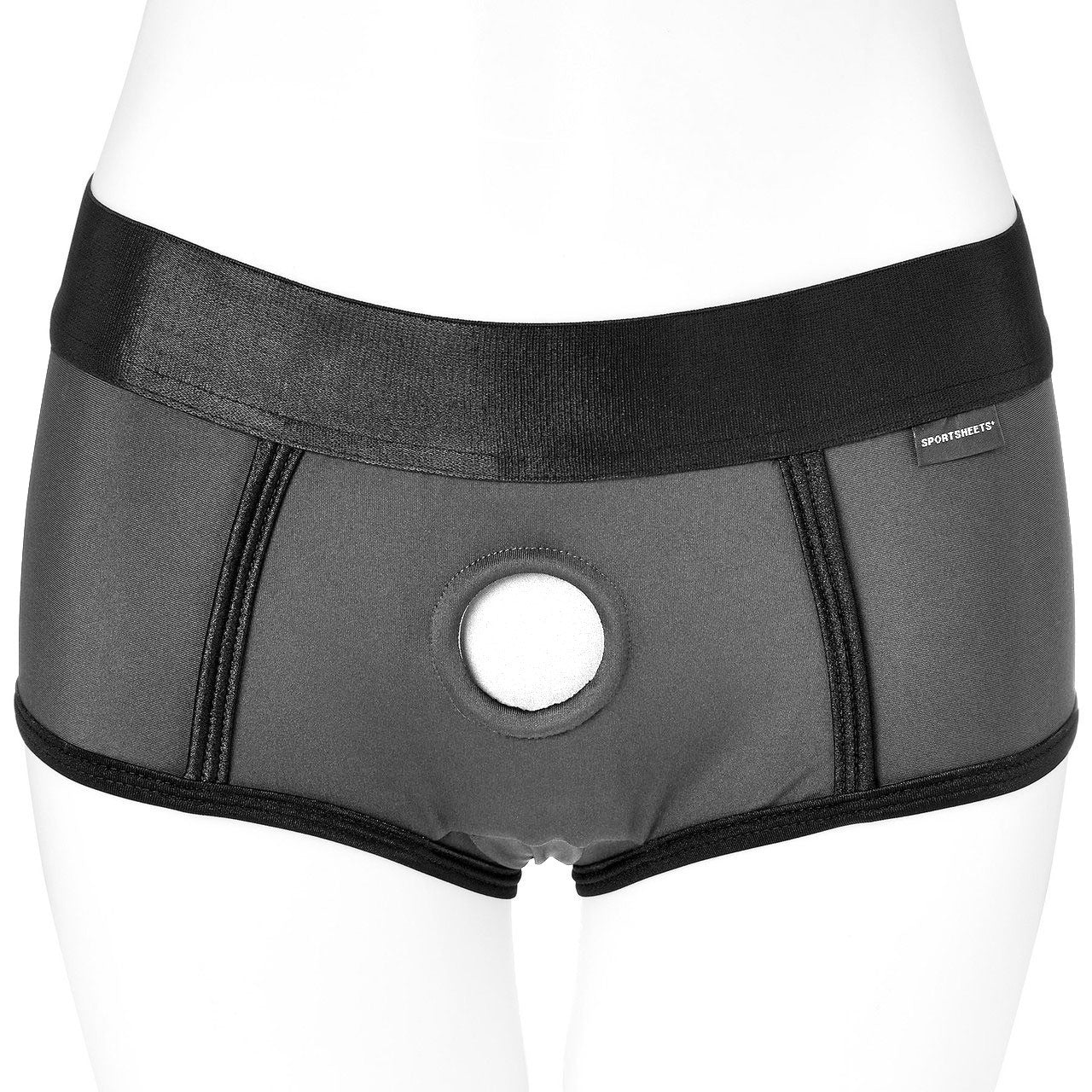 EM.EX. Active Harness Wear - Fit Strap-On Harness Brief By Sportsheets - Gray, Large - Waists 28" to 31"