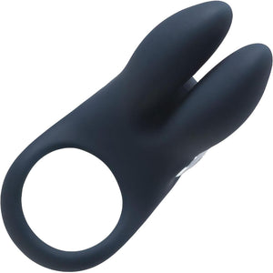 Sexy Bunny Rechargeable Silicone Vibrating Cock Ring by VeDO - Black Pearl