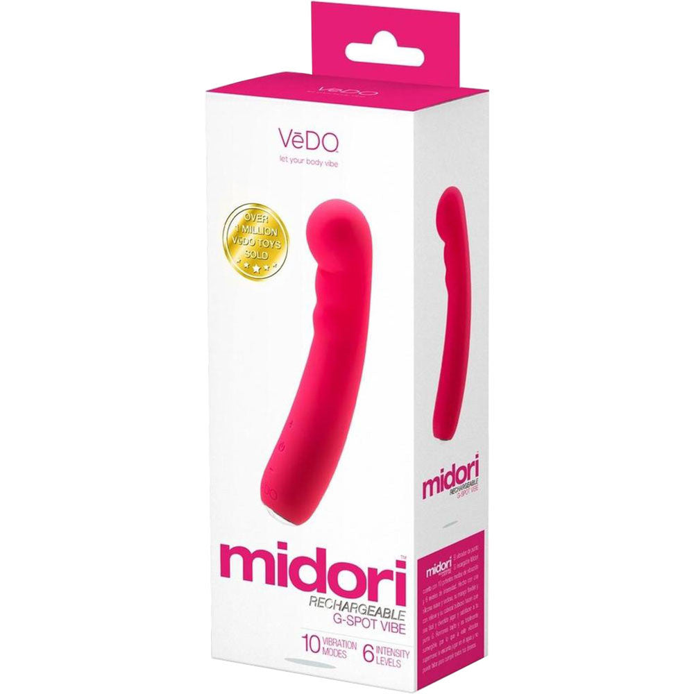 Midori Rechargeable Waterproof Silicone G-Spot Vibrator by VeDO - Foxy Pink