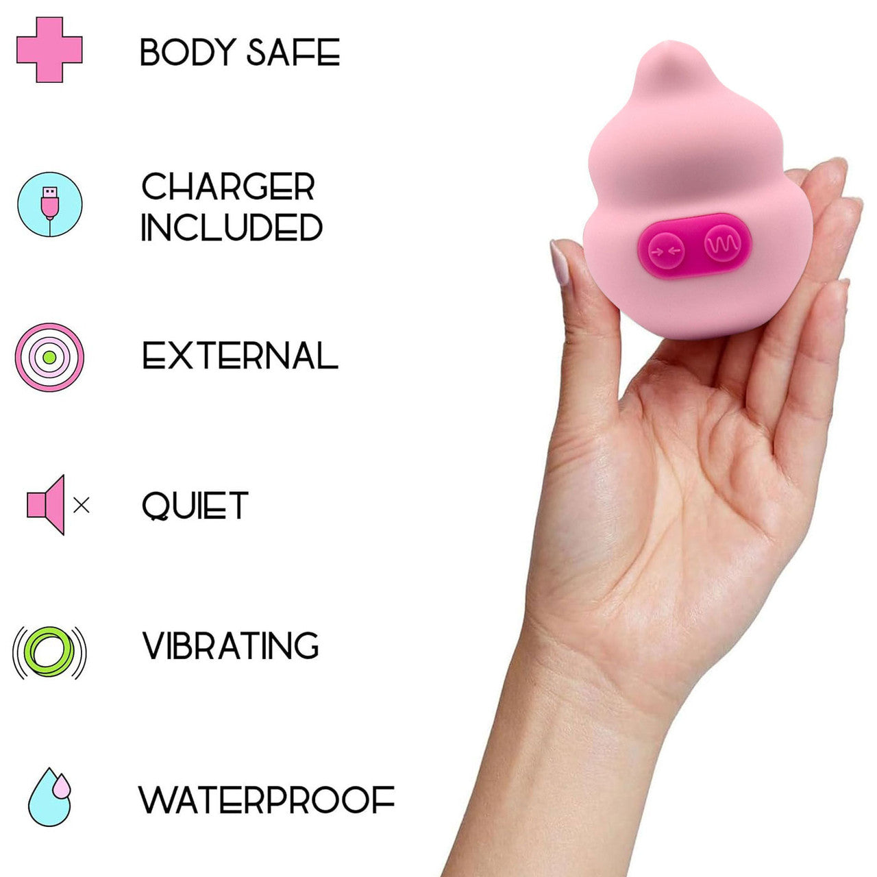 Unbound Squish Squeeze Responsive Rechargeable Waterproof Silicone Vibrator - Quartz & Cerise