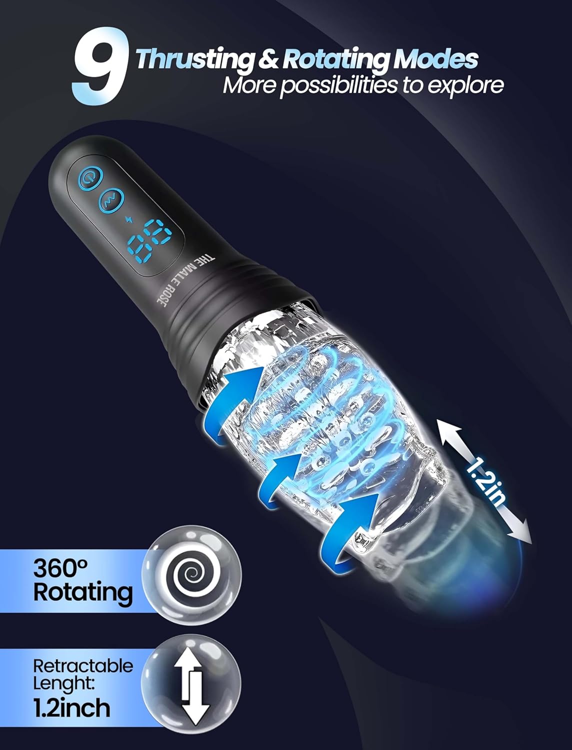 The Male Rose Pro Thrusting Vibrating Rotating Oral Sex Penis Masturbator