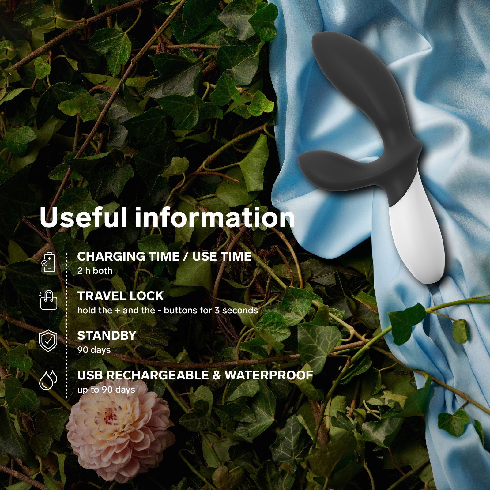 LELO LOKI Wave™ 2 Silicone Vibrating Prostate Massager - Infographic