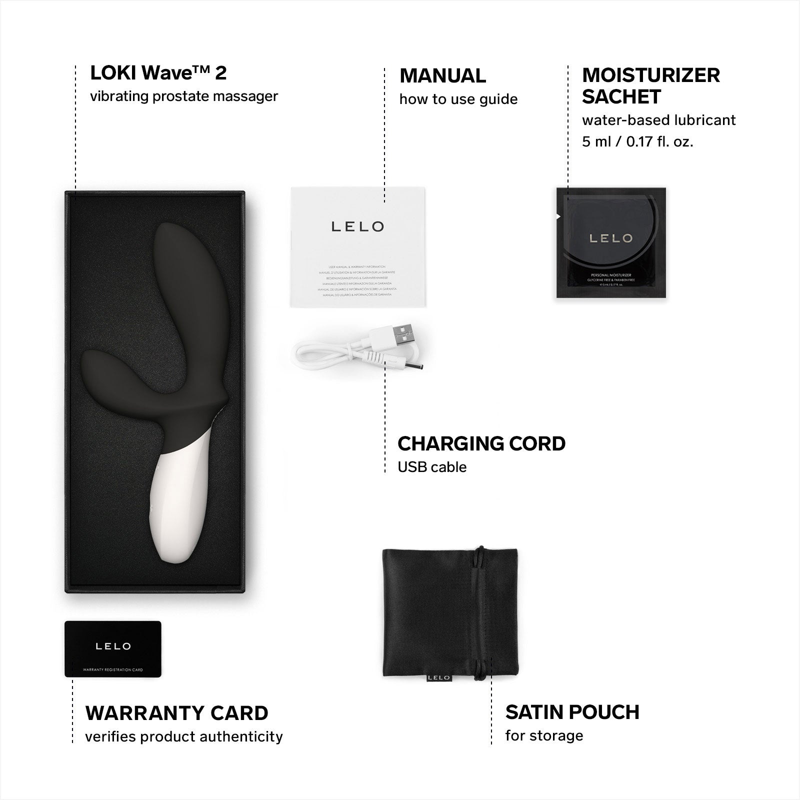 LELO LOKI Wave™ 2 Silicone Vibrating Prostate Massager - Black
