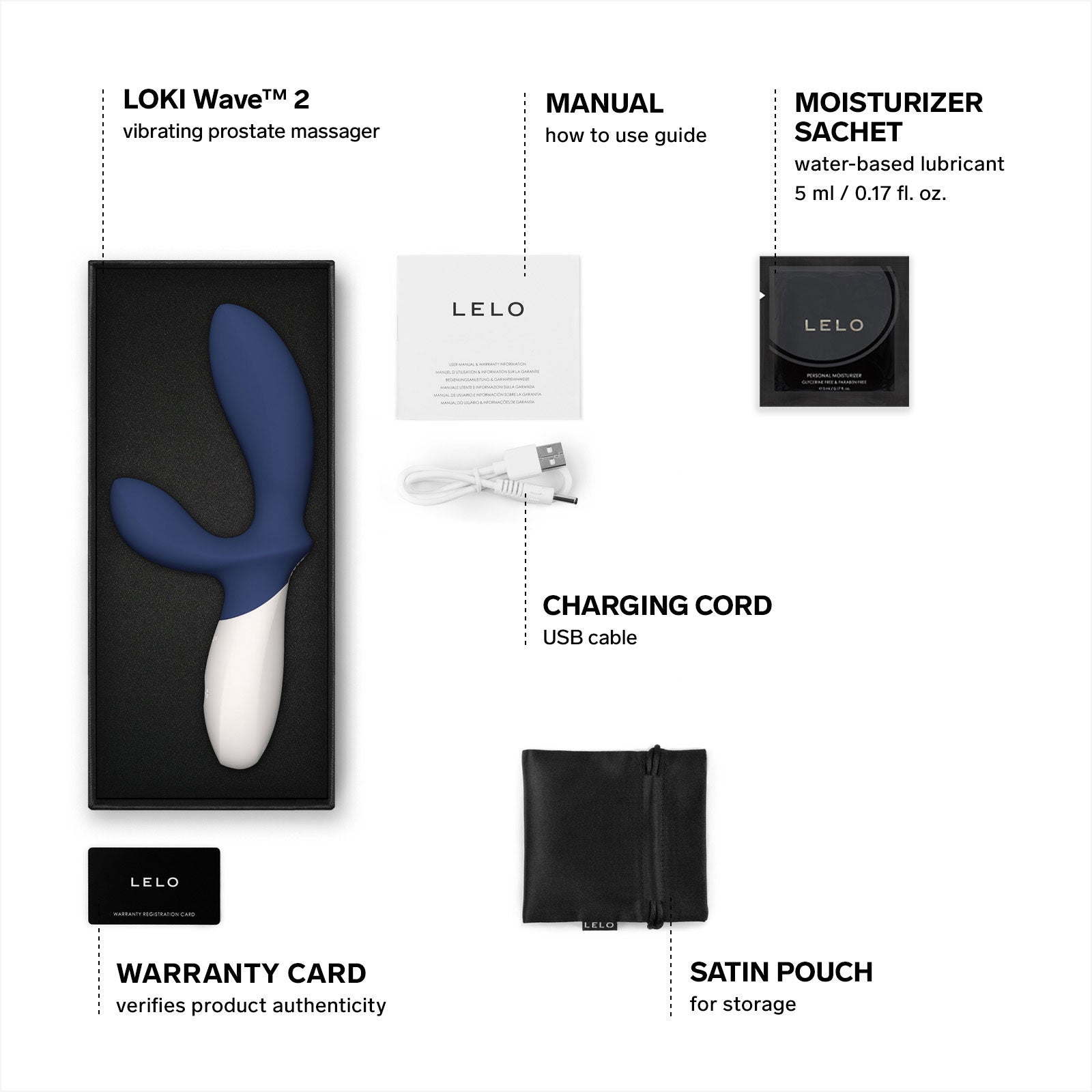 LELO LOKI Wave™ 2 Silicone Vibrating Prostate Massager - Base Blue