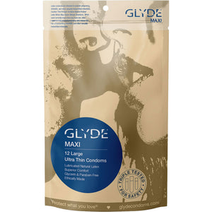 Glyde Maxi Ultra Thin Large Organic Lubricated Latex Condoms 12 Pack