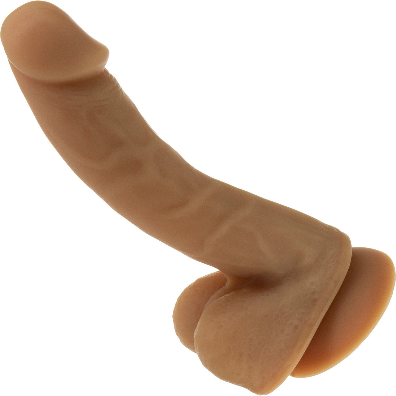 Andrew 8" Bendable Silicone Suction Cup Dildo With Balls - Caramel