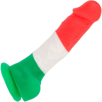 Addiction - Leonardo 7" Silicone Suction Cup Dildo With Balls - Red, White, Green