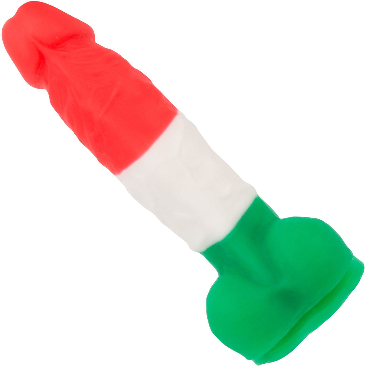 Addiction - Leonardo 7" Silicone Suction Cup Dildo With Balls - Red, White, Green