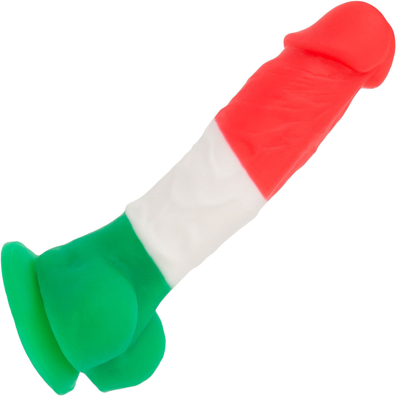 Addiction - Leonardo 7" Silicone Suction Cup Dildo With Balls - Red, White, Green